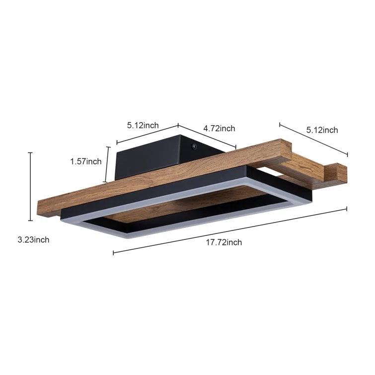 Kavren Wood LED Ceiling Light – Modern Flush Mount Square Minimalist Lighting Fixture