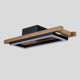 Kavren Wood LED Ceiling Light – Modern Flush Mount Square Minimalist Lighting Fixture