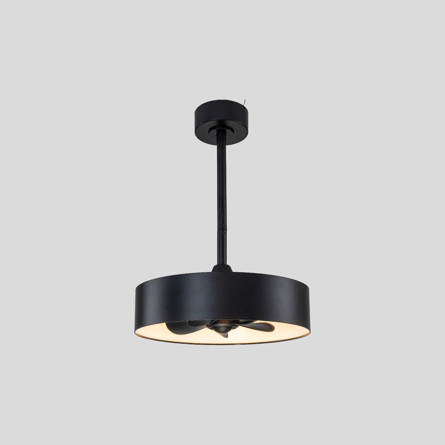 Veyron Drum Ceiling Fan Light – Modern Ceiling Fan LED Integrated Lighting Bedroom Living Room Black