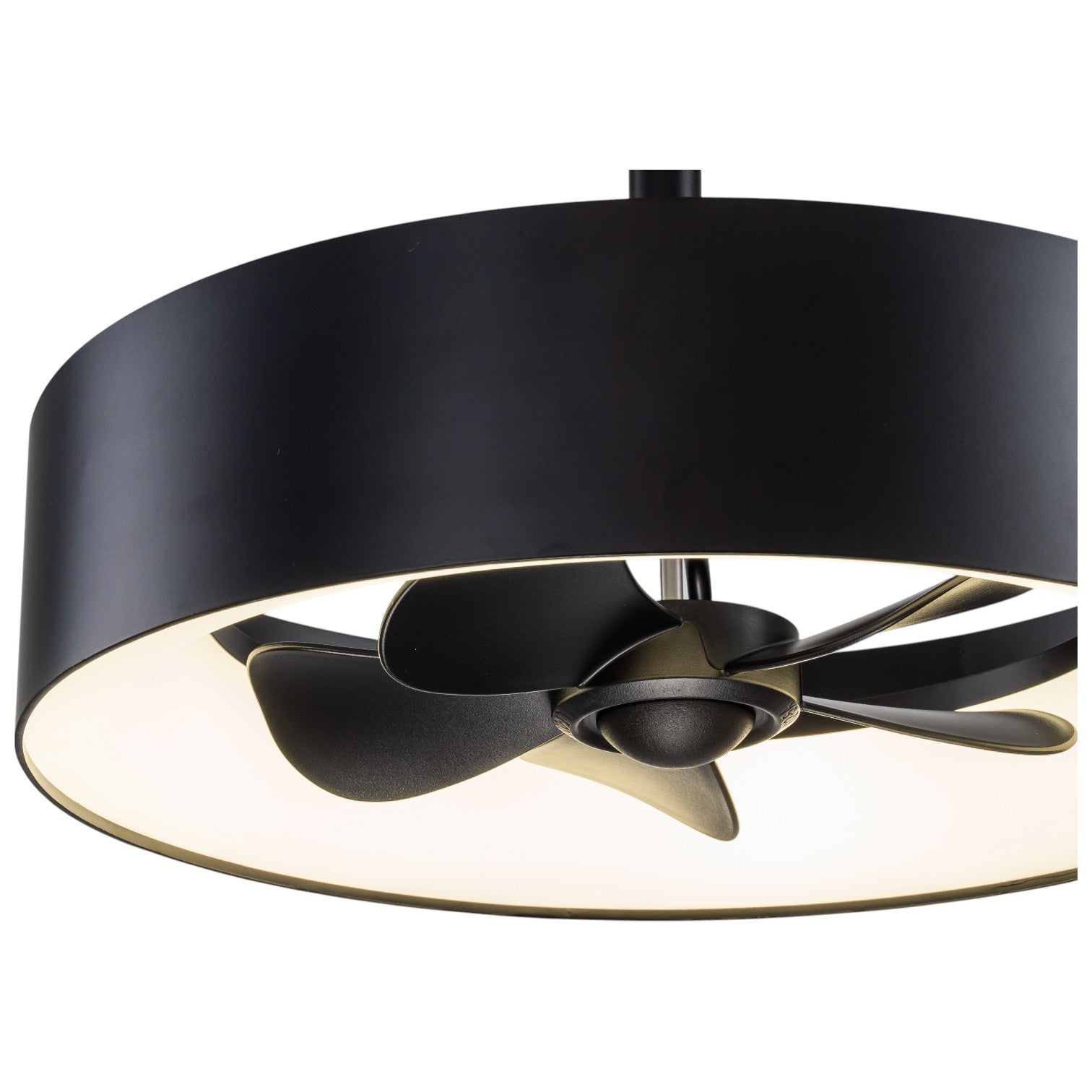 Veyron Drum Ceiling Fan Light – Modern Ceiling Fan LED Integrated Lighting Bedroom Living Room Black