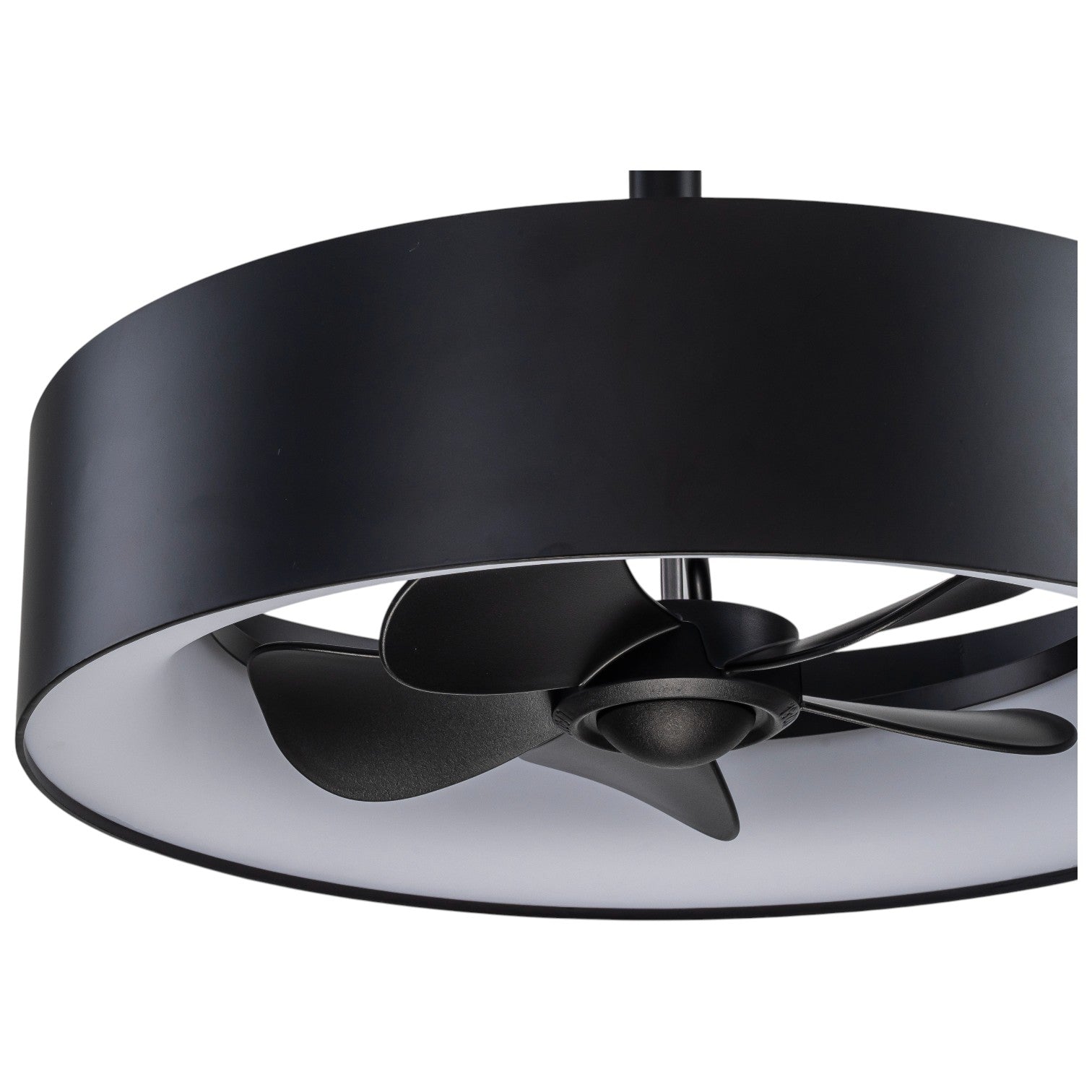 Veyron Drum Ceiling Fan Light – Modern Ceiling Fan LED Integrated Lighting Bedroom Living Room Black