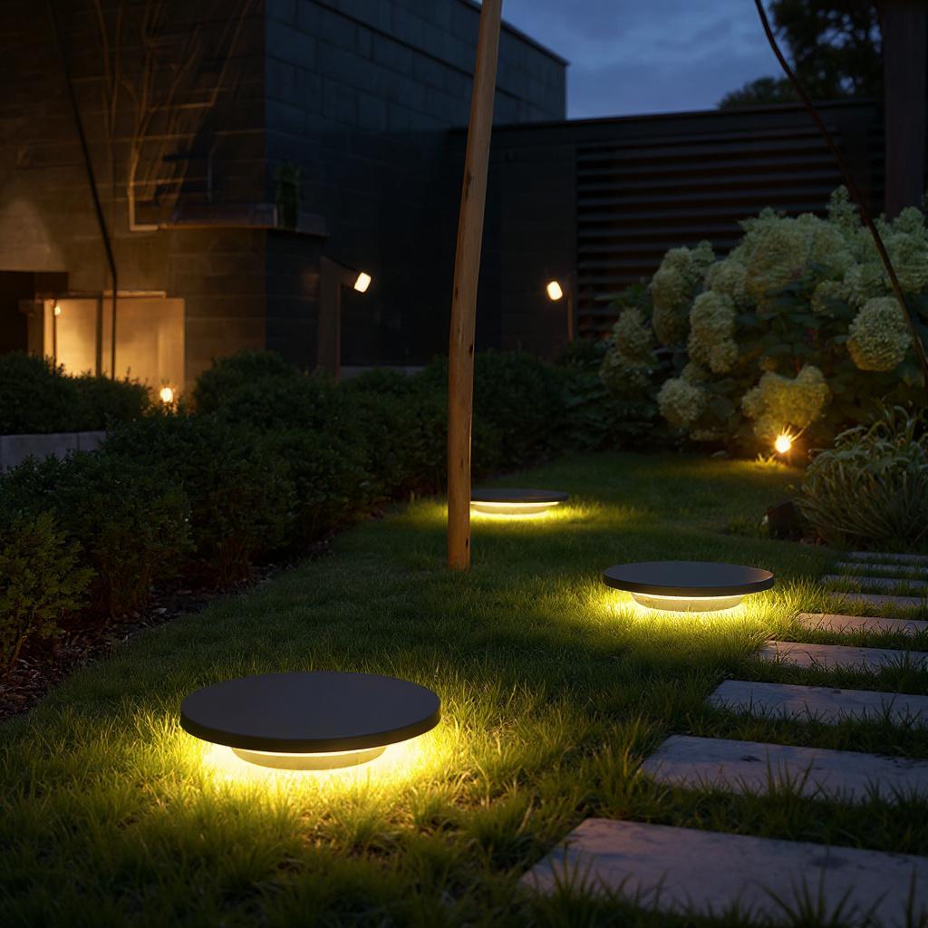 Flat Disc Solar Ground Lights for Garden Pathways – Waterproof LED Outdoor Landscape Fixtures