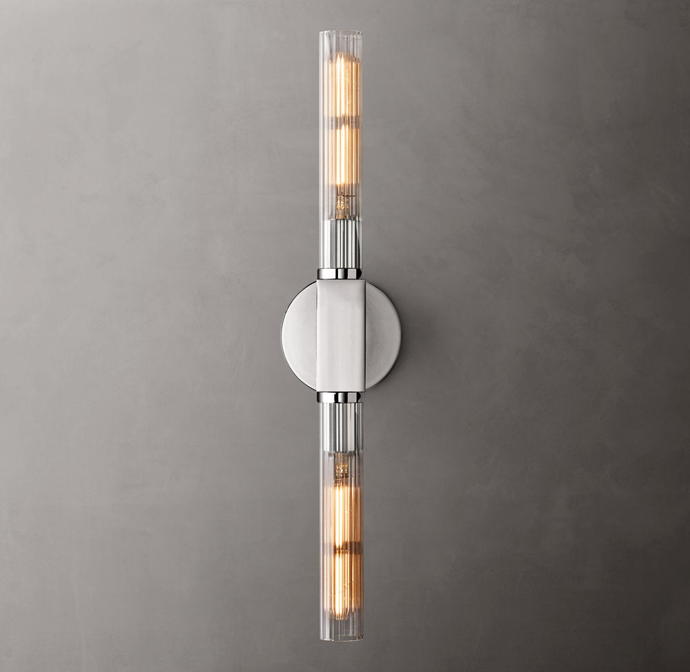 Canella Linear Wall Sconce – Brass Ribbed Glass Linear Wall Lighting Fixture