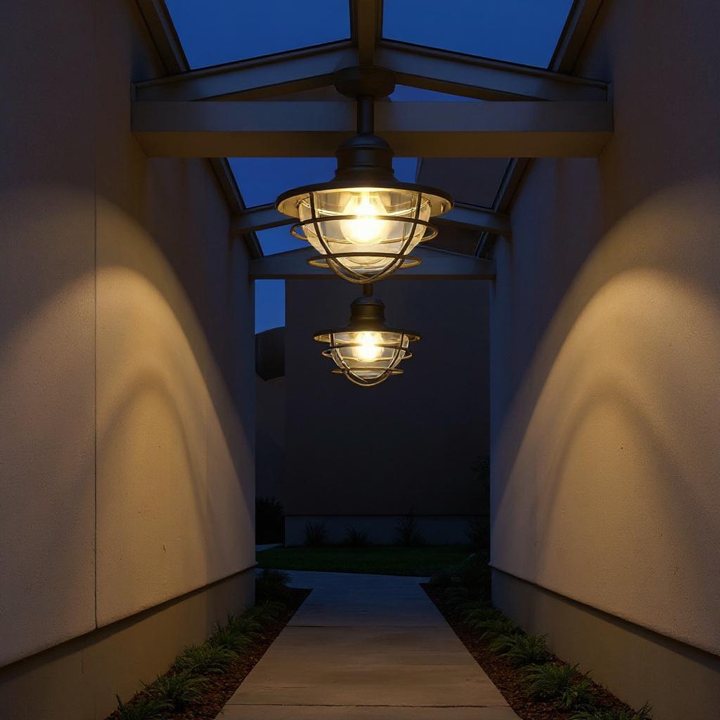 Coastal Cage Semi Flush Ceiling Light – Waterproof LED Outdoor Porch Patio Fixture