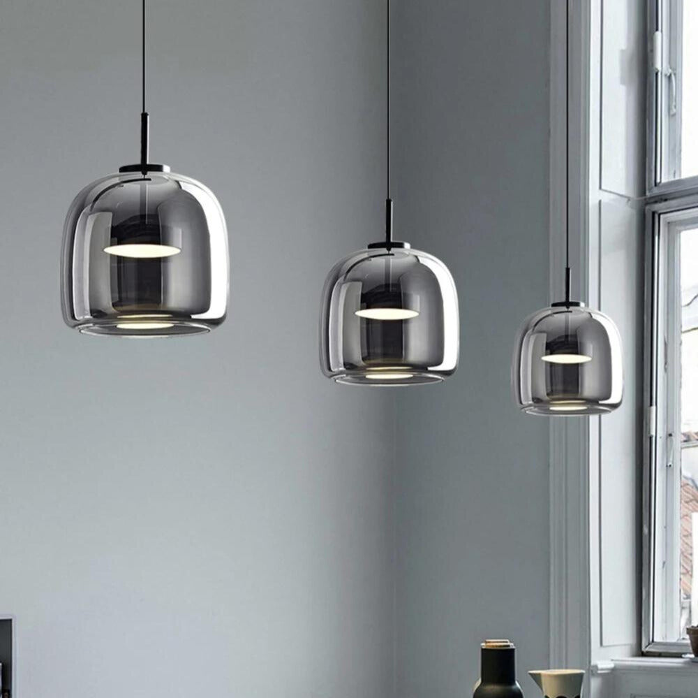 Smoked Glass Pendant Light – Modern Hanging Ceiling Fixture
