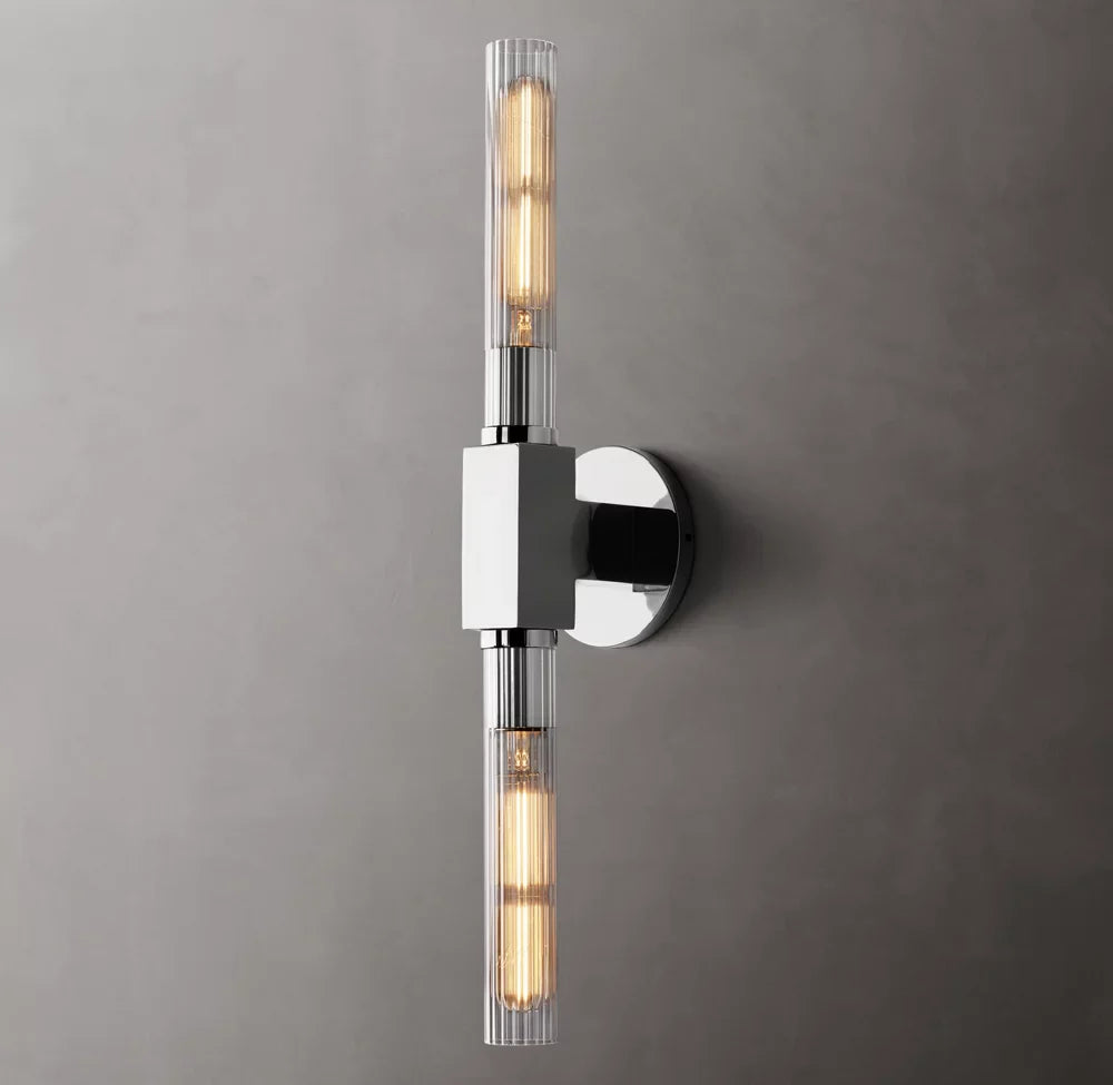 Canella Linear Wall Sconce – Brass Ribbed Glass Linear Wall Lighting Fixture