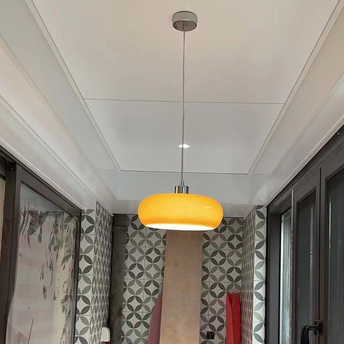 Retro Glass Dome Pendant Light – Mid-Century Modern LED Ceiling Fixture for Dining and Living Spaces