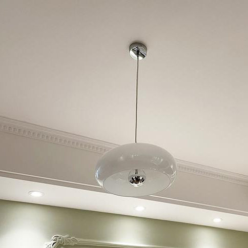 Retro Glass Dome Pendant Light – Mid-Century Modern LED Ceiling Fixture for Dining and Living Spaces