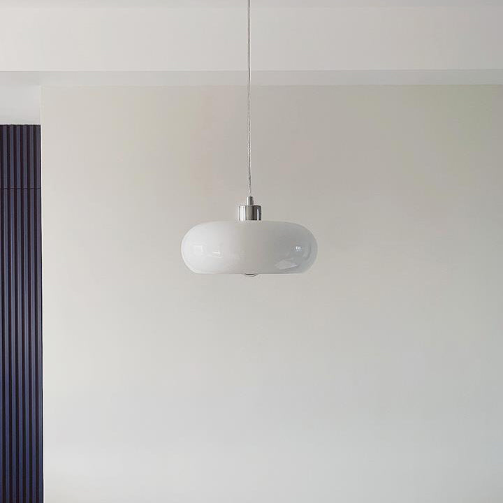 Retro Glass Dome Pendant Light – Mid-Century Modern LED Ceiling Fixture for Dining and Living Spaces