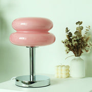 Retro Chrome Amber Glass Table Lamp – Modern Warm Glow Accent Light