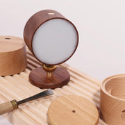 Adjustable Walnut LED Wall Lamp – Rotatable Wood Spotlight Fixture with Brass Detail