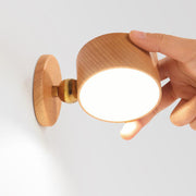 Adjustable Walnut LED Wall Lamp – Rotatable Wood Spotlight Fixture with Brass Detail