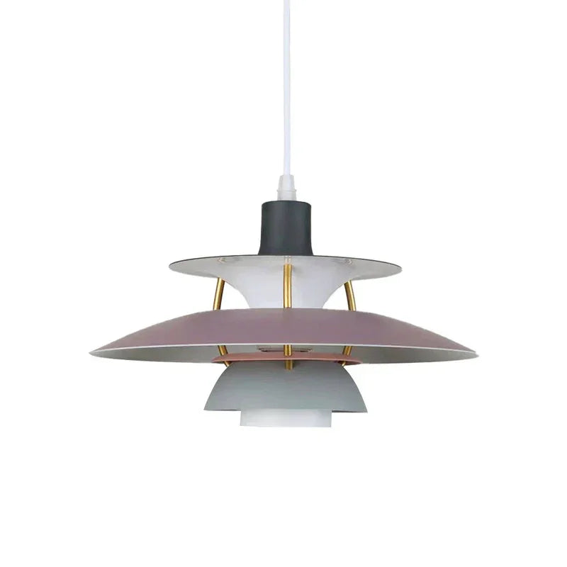 Stratova Tier Pendant Light – Modern White Metal Layered Ceiling Dining Room Kitchen Island Chandelier