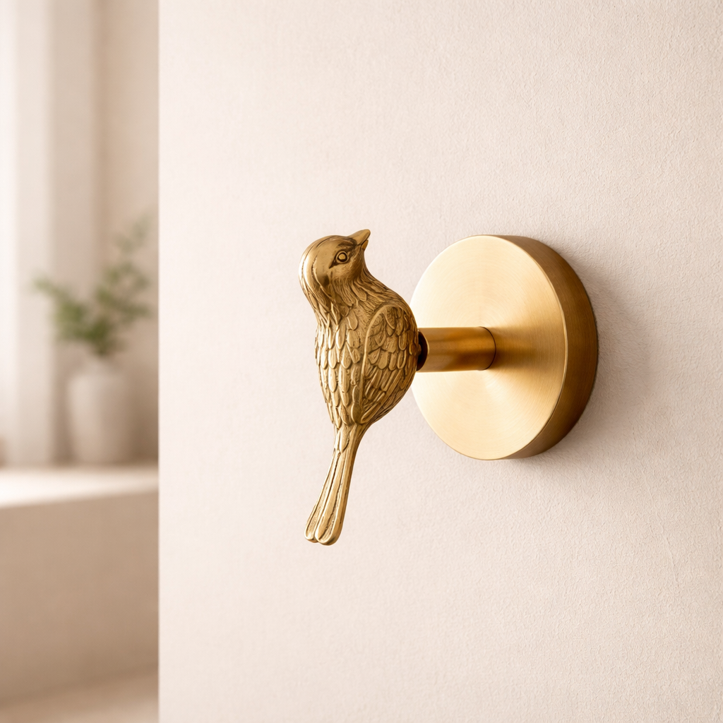 Aviari Bird Wall Hook – Decorative Brass Gold Metal Animal Coat Towel Hanger Bedroom Bathroom Entryway