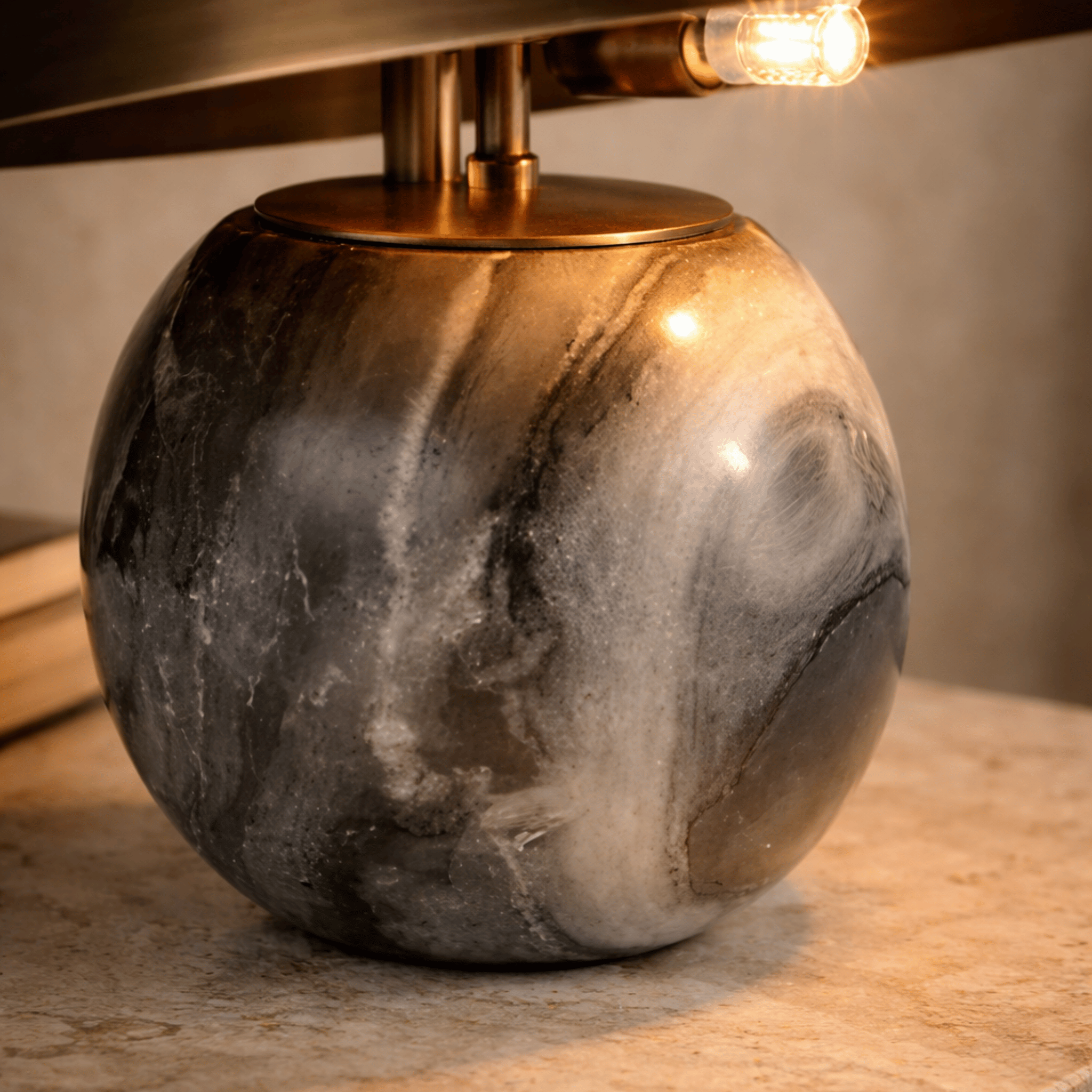 Orbello Marble Dome Table Lamp – Modern Decorative Living Room Bedroom Brass Accent Lighting