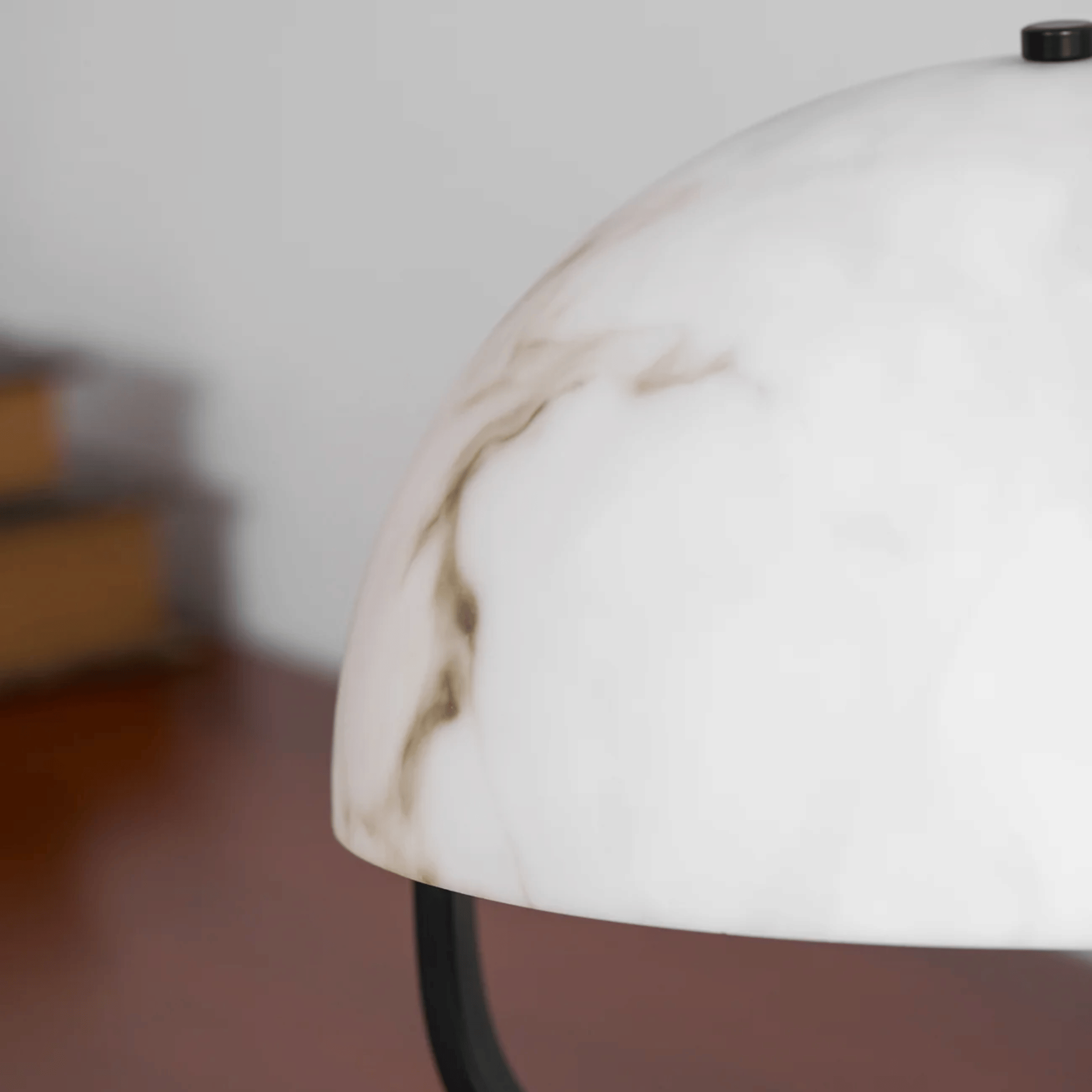 Hikari Dome Table Lamp – Modern Marble Glass Shade Black Metal Base Bedroom Living Room Decorative Lighting