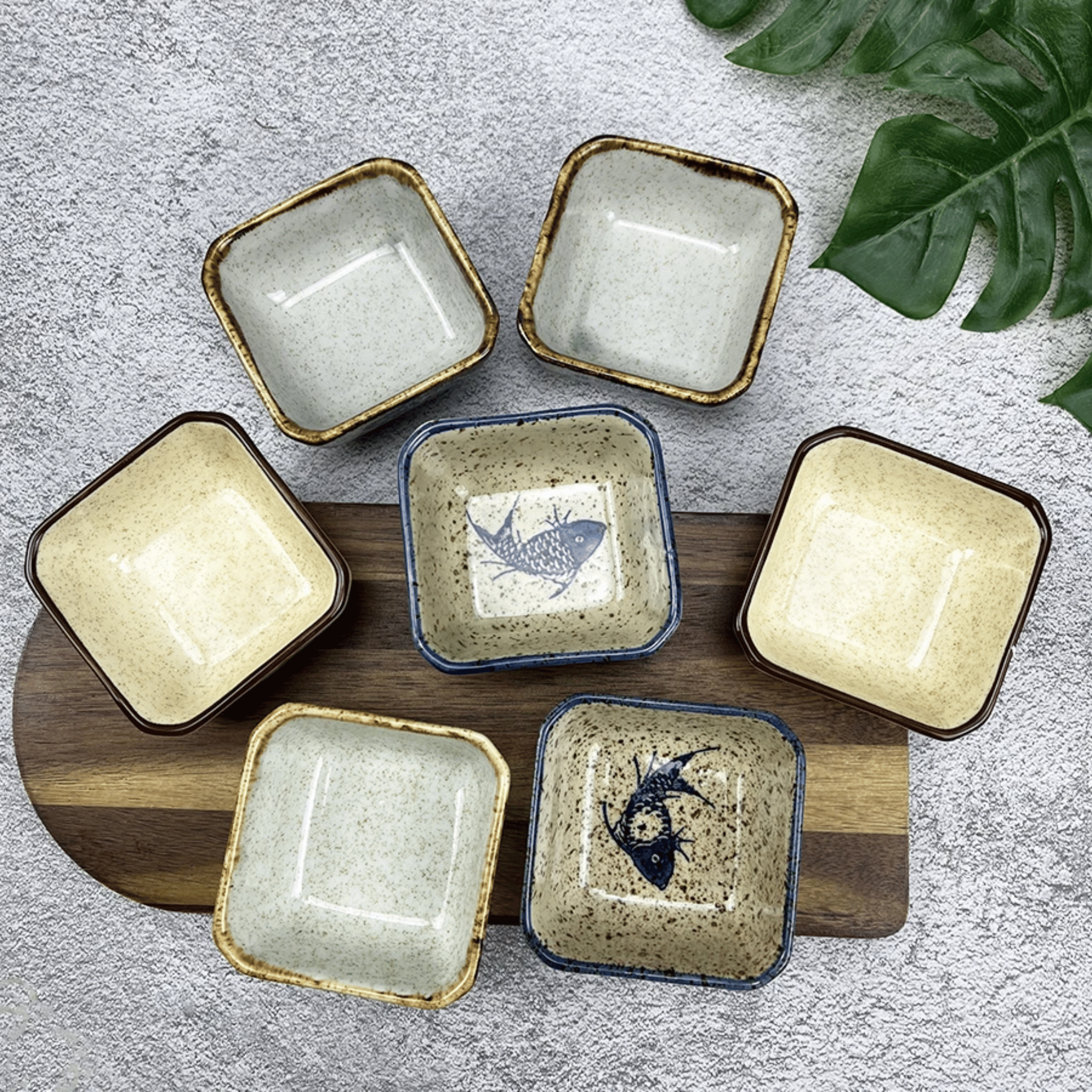 Satsuki Square Ceramic Bowl Set – Japanese Handcrafted Small Sauce Dishes Decorative Serving Bowls Set of 4