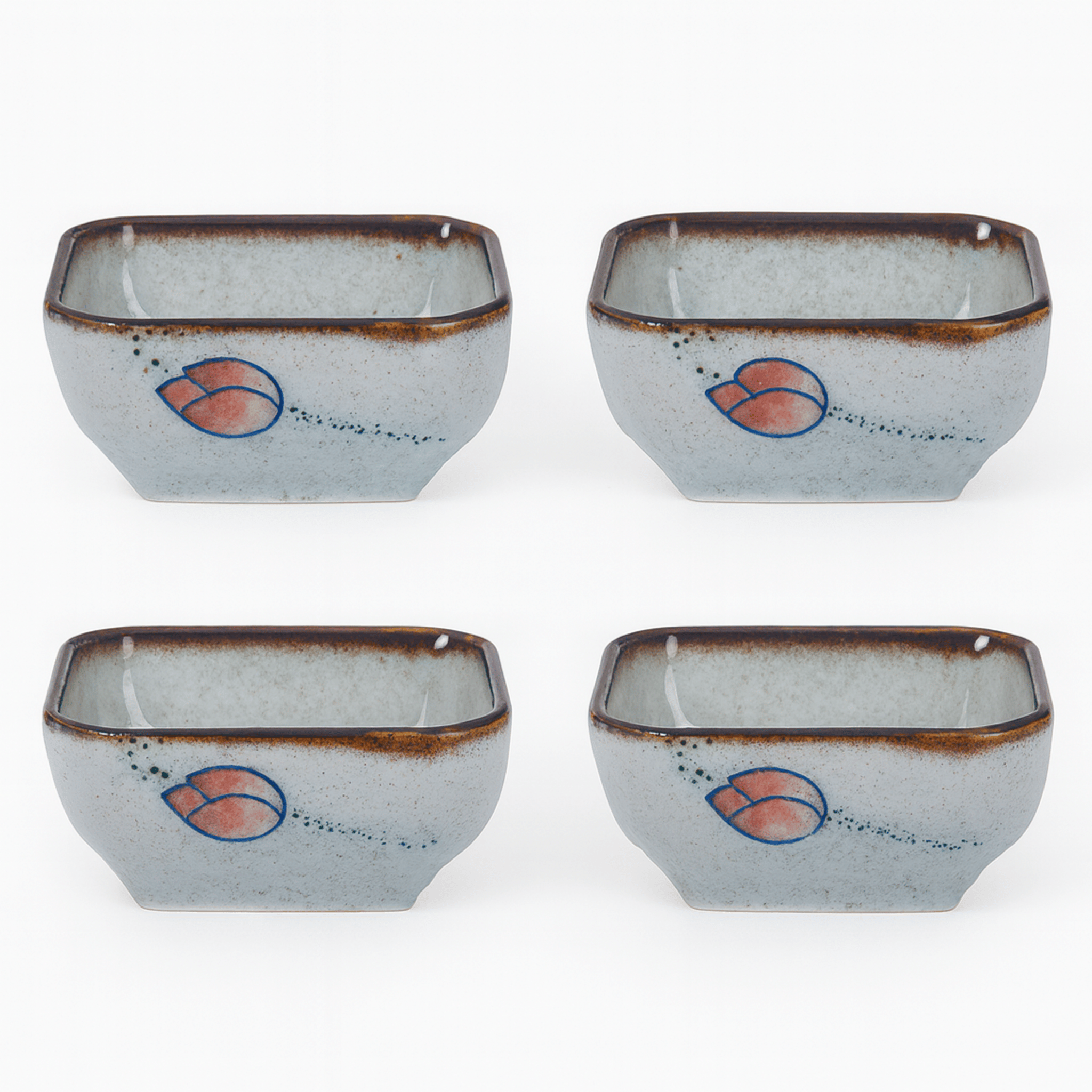 Satsuki Square Ceramic Bowl Set – Japanese Handcrafted Small Sauce Dishes Decorative Serving Bowls Set of 4