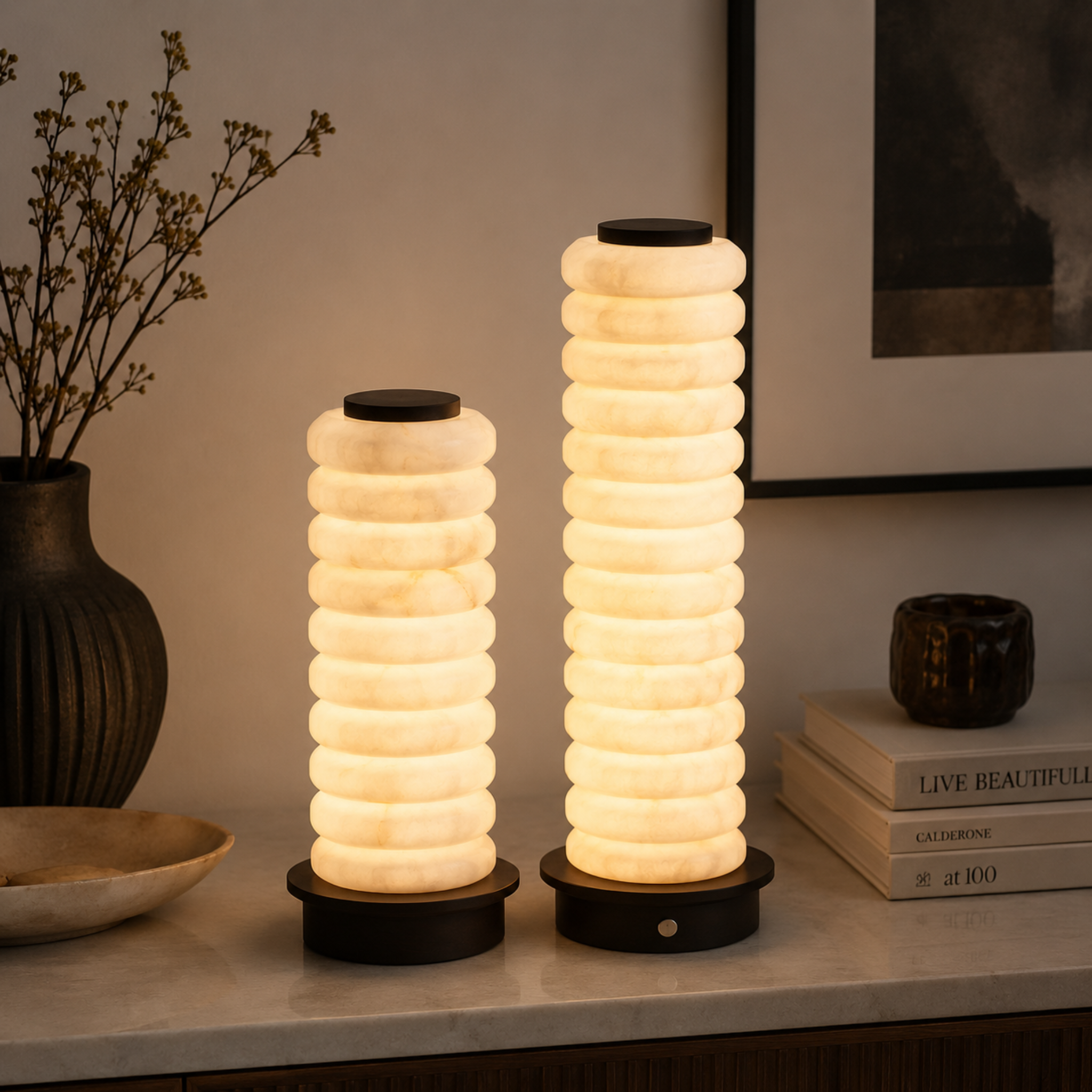 Stratos Marble Table Lamp – LED Decorative Living Room Bedroom Warm Ambient Cordless Rechargeable