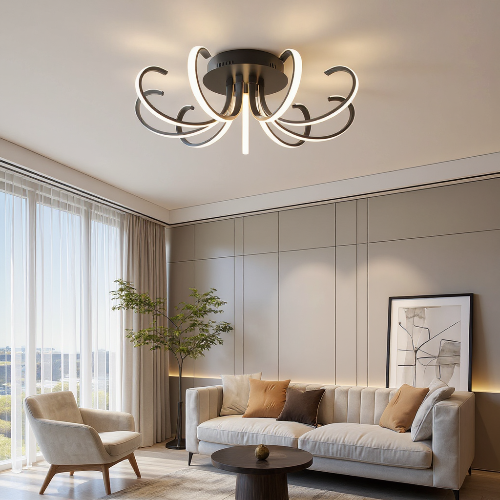 Curva Loop Flush Mount Ceiling Light – Modern Sculptural LED Ceiling Light for Interior Spaces