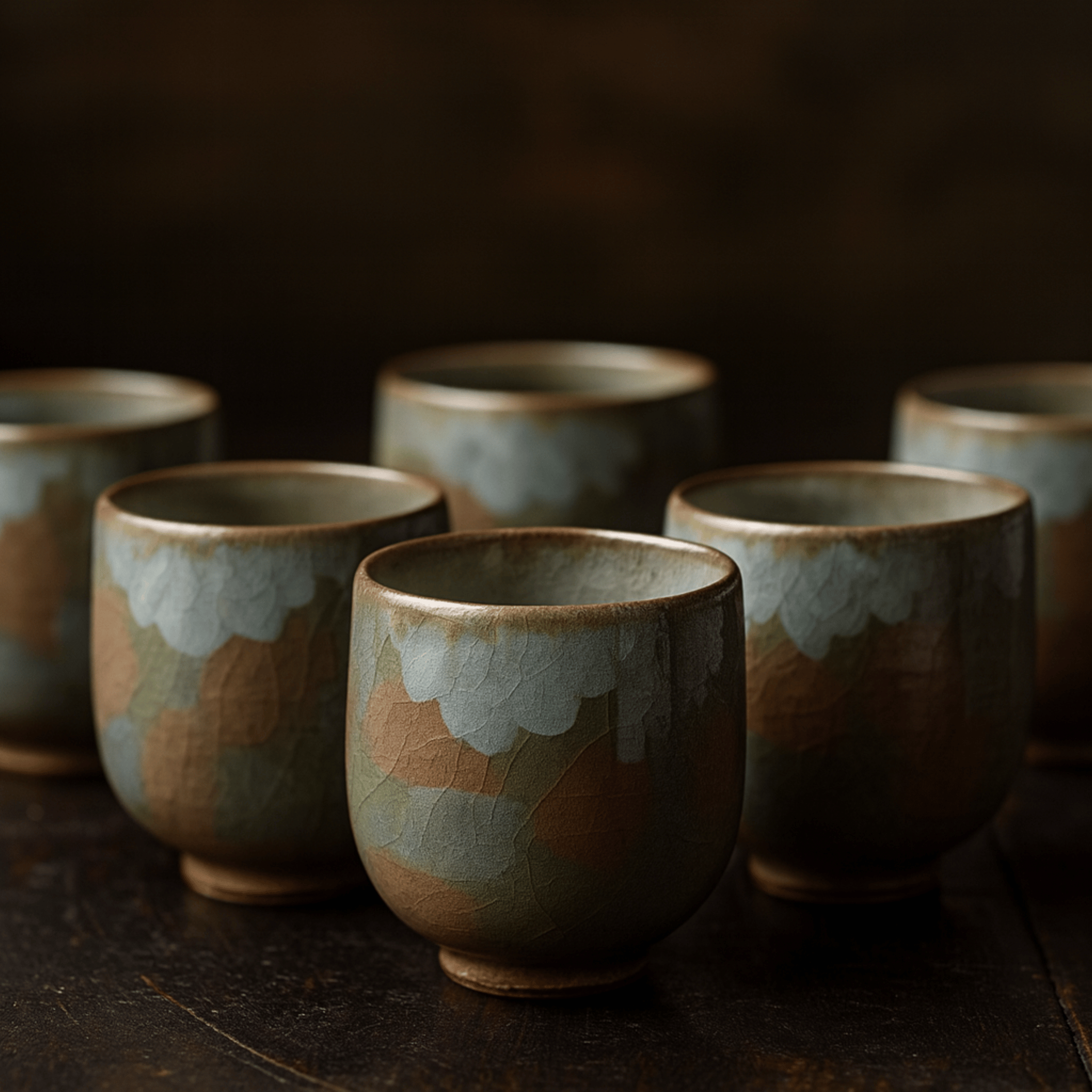 Kōyō Ember Ceramic Teacup Set – Handcrafted Japanese Tea Cups Artisan Pottery Home Decor