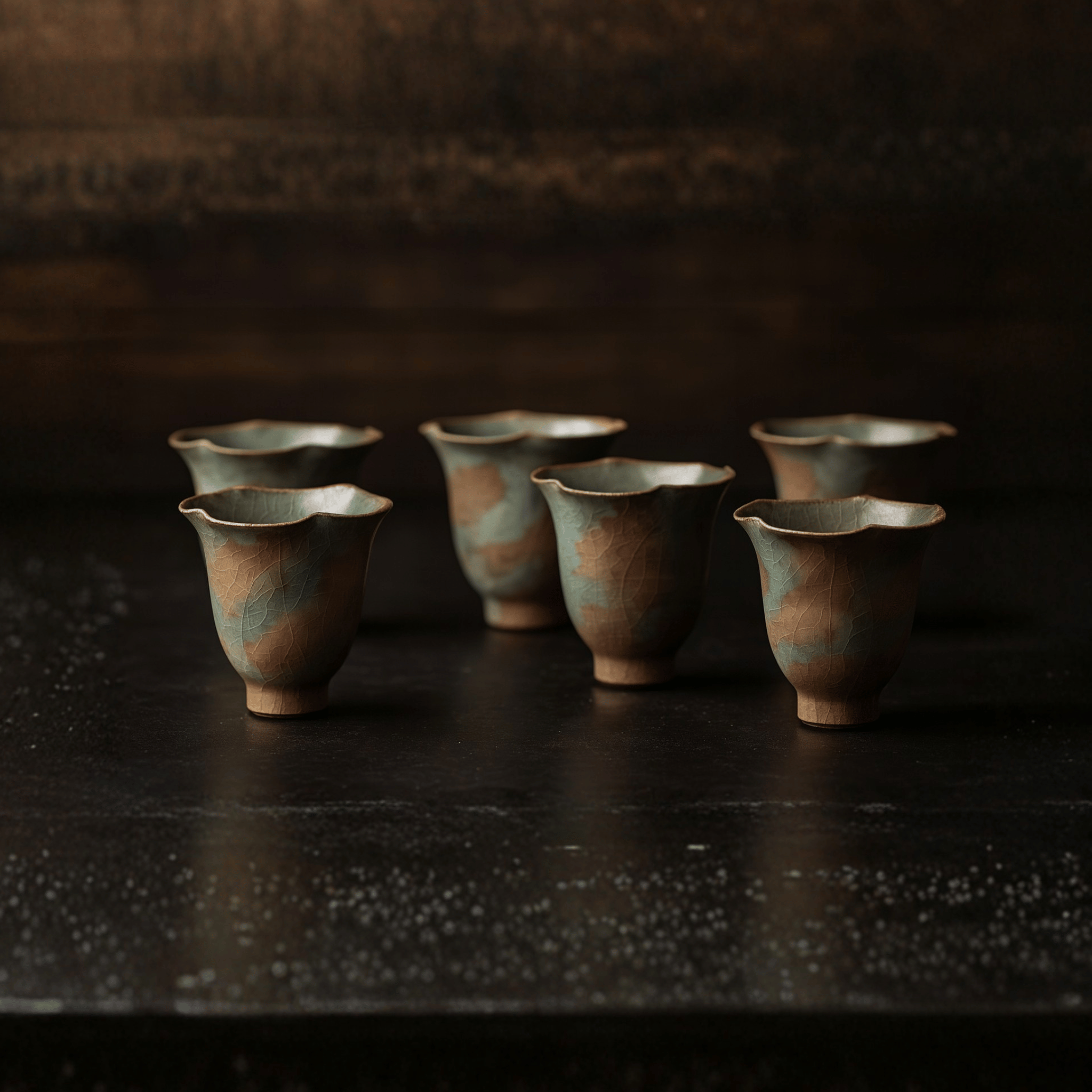 Kōyō Ember Ceramic Teacup Set – Handcrafted Japanese Tea Cups Artisan Pottery Home Decor