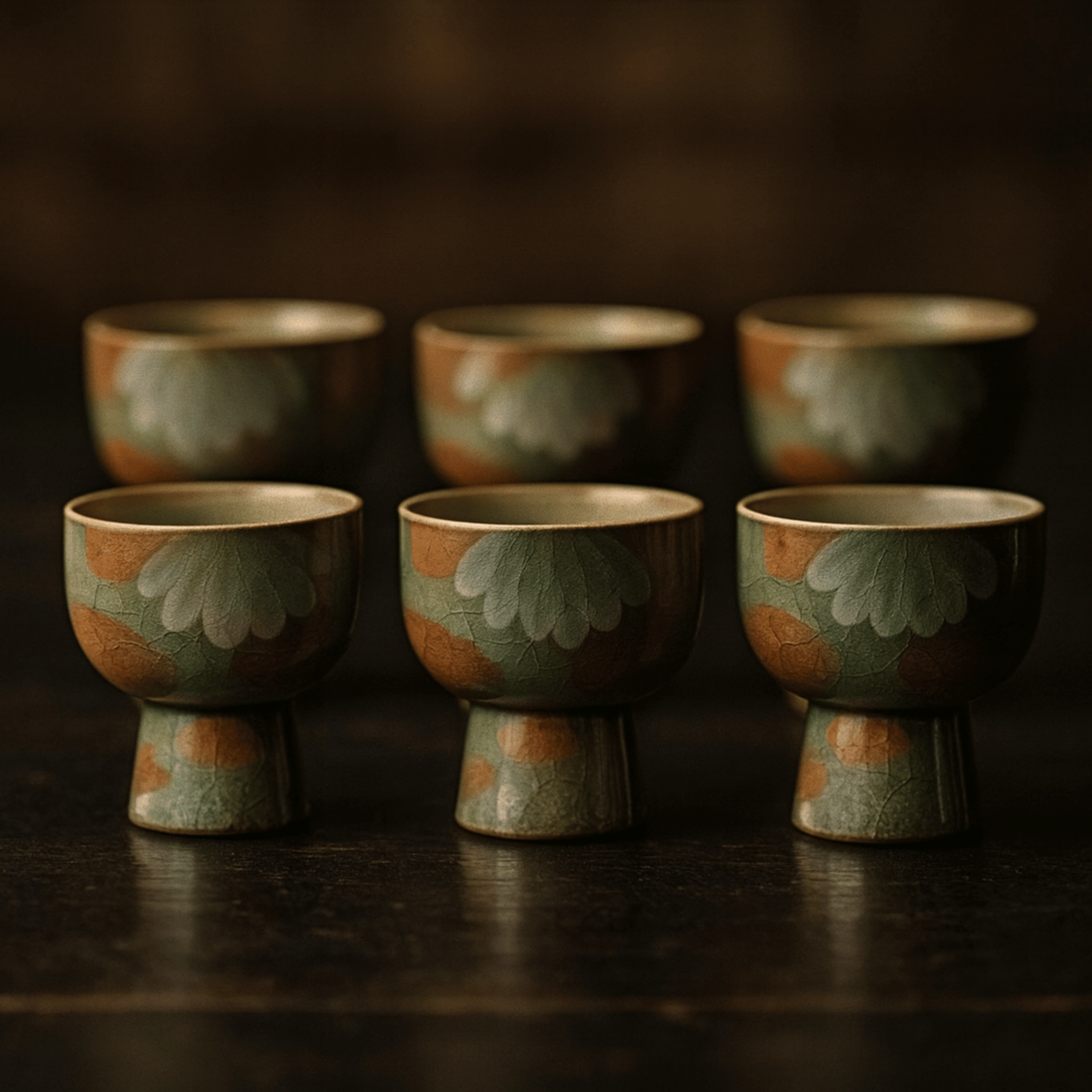 Kōyō Ember Ceramic Teacup Set – Handcrafted Japanese Tea Cups Artisan Pottery Home Decor