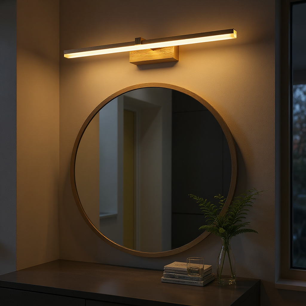 Lumina Linear LED Vanity Light – Brass Modern Bathroom Mirror Wall Fixture