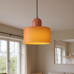 Glass Cylinder Pendant Light – Modern Colourful Hanging Fixture