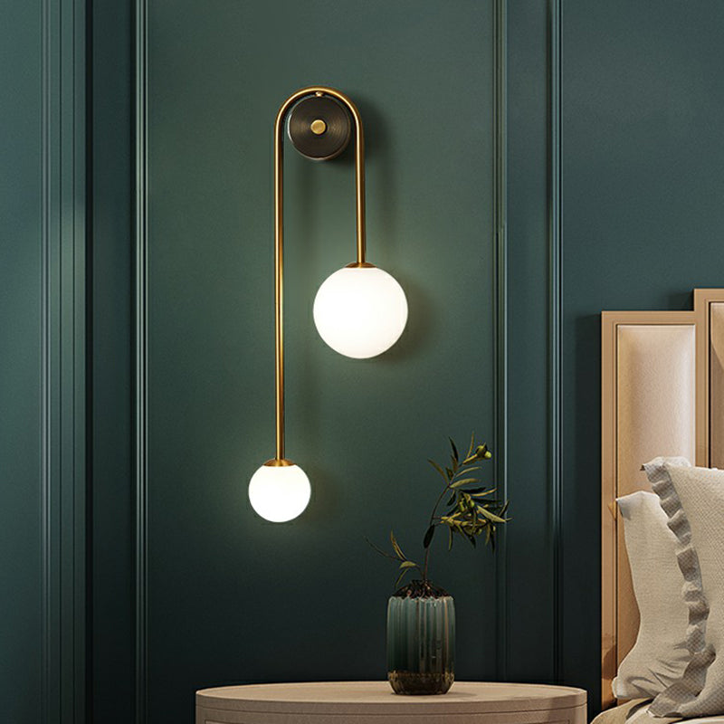 Orbita Dual Globe Wall Sconce – Brass Modern Bedroom Living Room Minimalist Light Fixture
