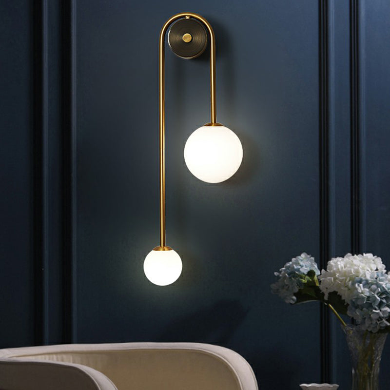 Orbita Dual Globe Wall Sconce – Brass Modern Bedroom Living Room Minimalist Light Fixture