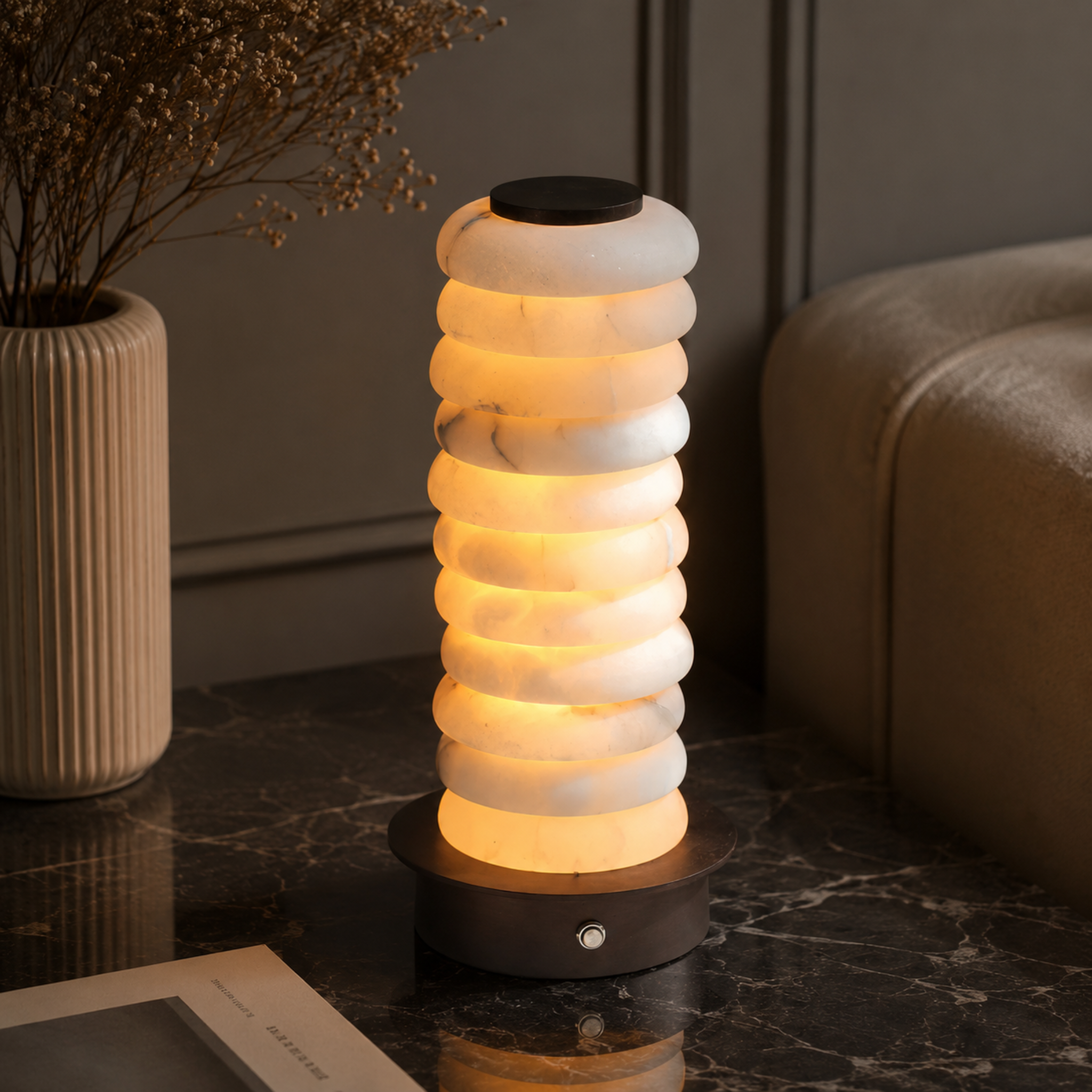 Stratos Marble Table Lamp – LED Decorative Living Room Bedroom Warm Ambient Cordless Rechargeable