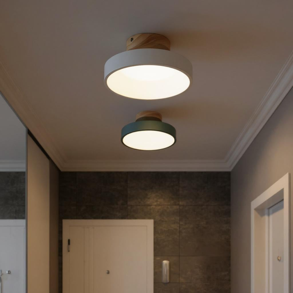 Nordic Wood Semi-Flush Ceiling Light – Minimalist LED Ceiling Fixture