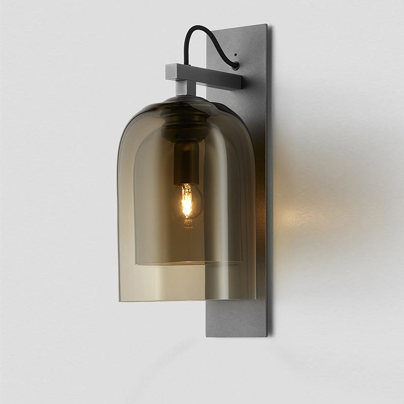 Solstice Smoked Glass Wall Sconce – Modern Black Industrial Bedroom Hallway Light Fixture
