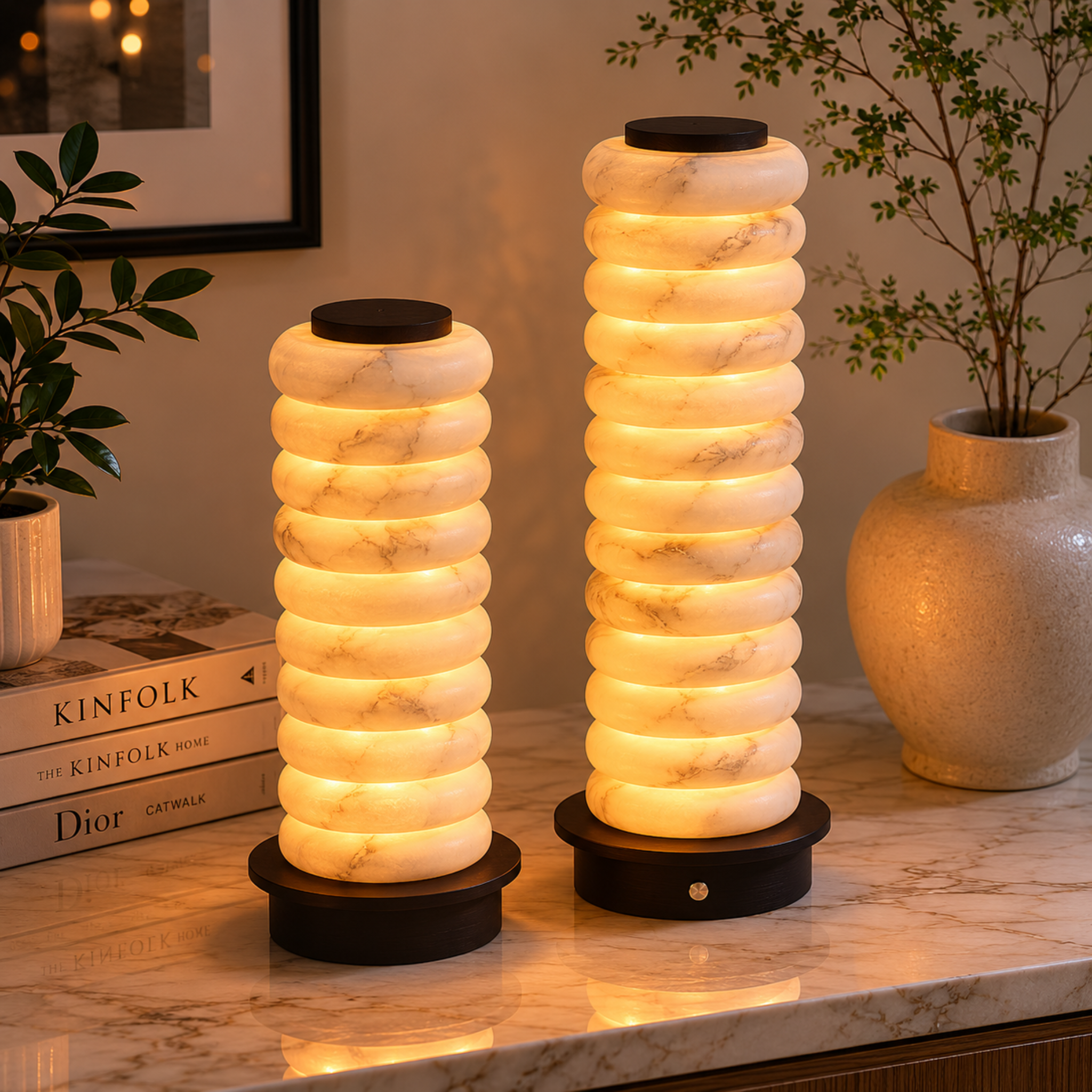 Stratos Marble Table Lamp – LED Decorative Living Room Bedroom Warm Ambient Cordless Rechargeable