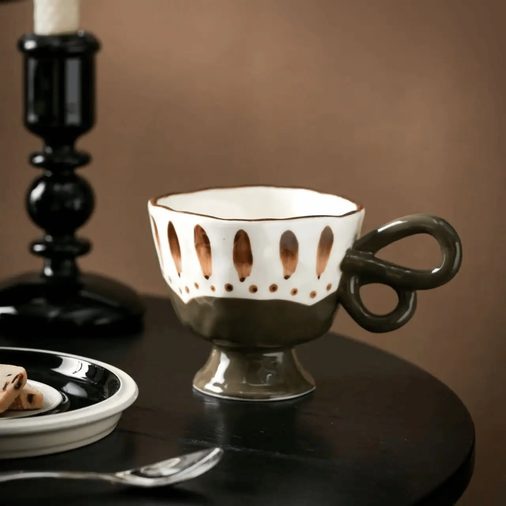 Fiora Butterfly Ceramic Cup Set – Decorative Floral Handled Mugs Modern Home Decor Vanity Display