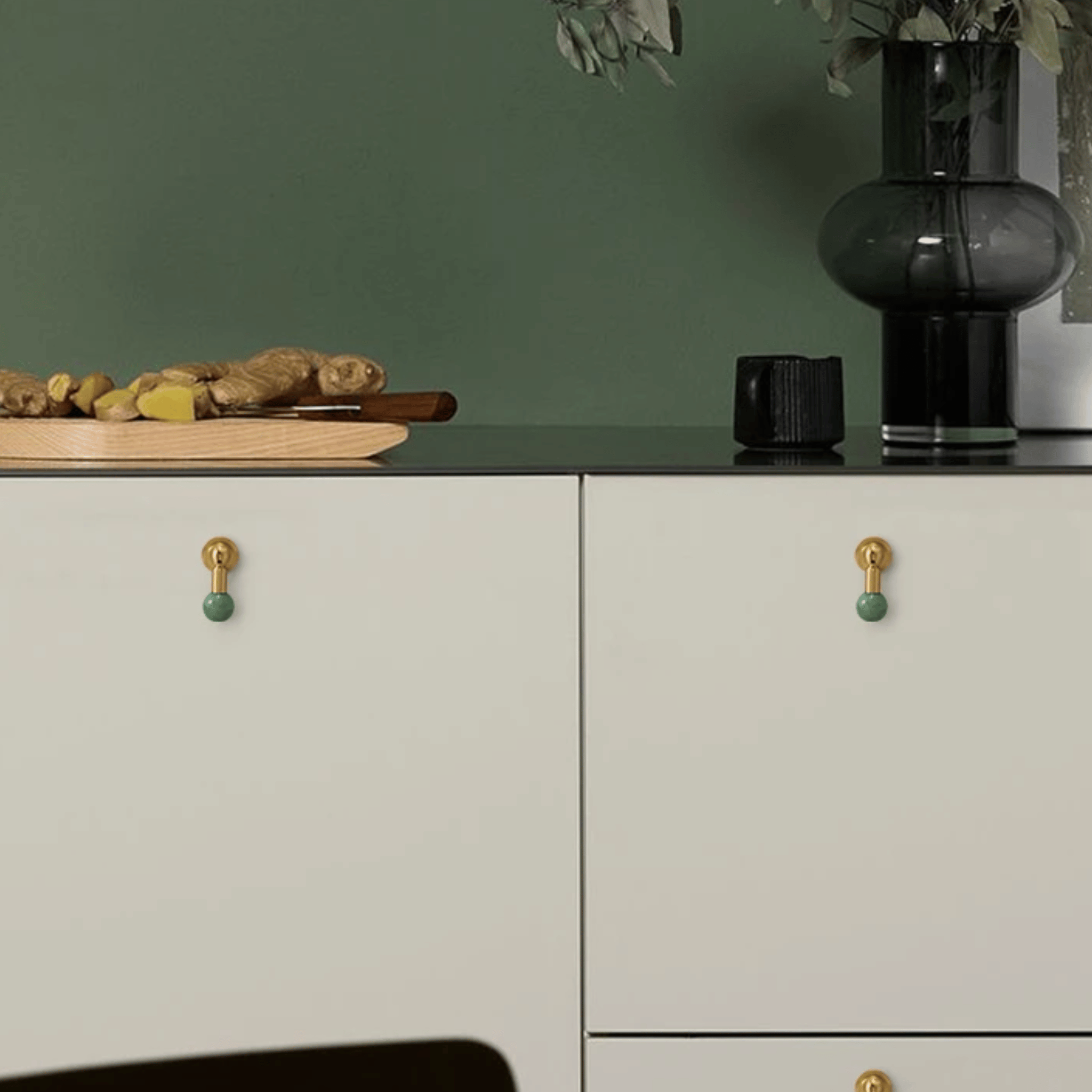 Meridio Sphere Cabinet Knob – Brass Wood Ball Hardware Drawer Pull Kitchen Bathroom Furniture Handles