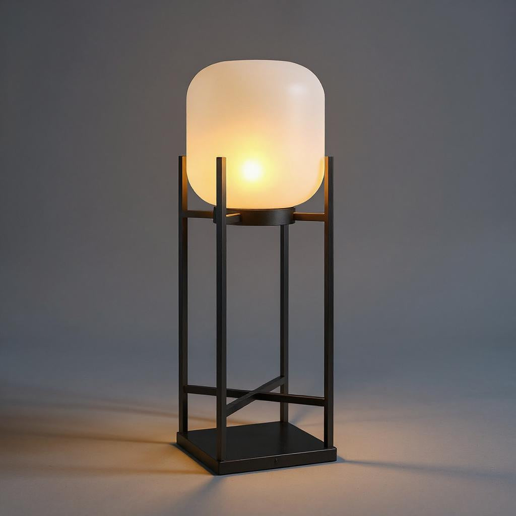 Frosted Globe Solar Outdoor Floor Lamp – Modern Waterproof LED Outdoor Light