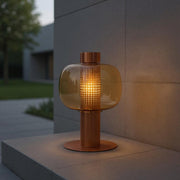 Modern Amber Glass LED Table Lamp – Warm Decorative Lighting Fixture