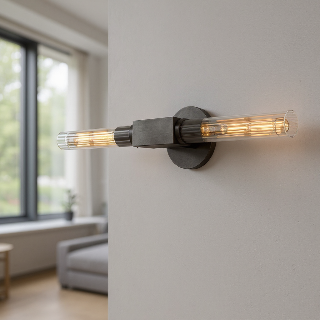 Canella Linear Wall Sconce – Brass Ribbed Glass Linear Wall Lighting Fixture