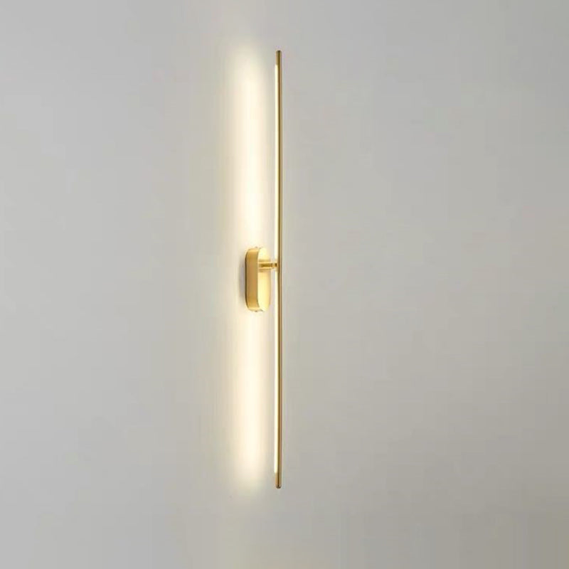 Linea Vertical Glow Wall Lamp - Modern Brass LED Bedroom Hallway Wall Light Fixture