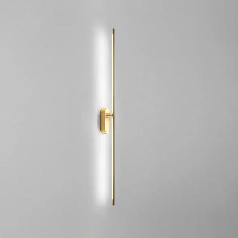 Linea Vertical Glow Wall Lamp - Modern Brass LED Bedroom Hallway Wall Light Fixture