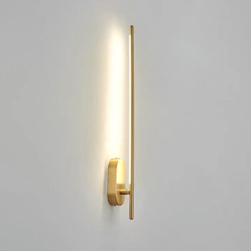 Linea Vertical Glow Wall Lamp - Modern Brass LED Bedroom Hallway Wall Light Fixture