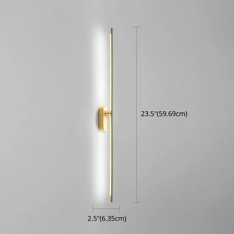 Linea Vertical Glow Wall Lamp - Modern Brass LED Bedroom Hallway Wall Light Fixture