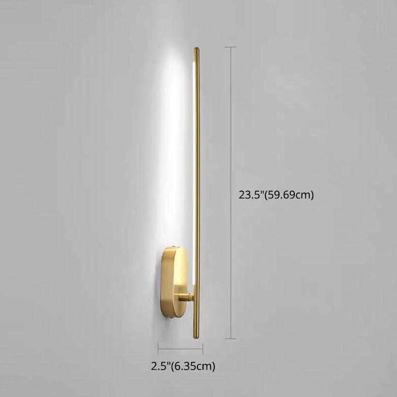 Linea Vertical Glow Wall Lamp - Modern Brass LED Bedroom Hallway Wall Light Fixture