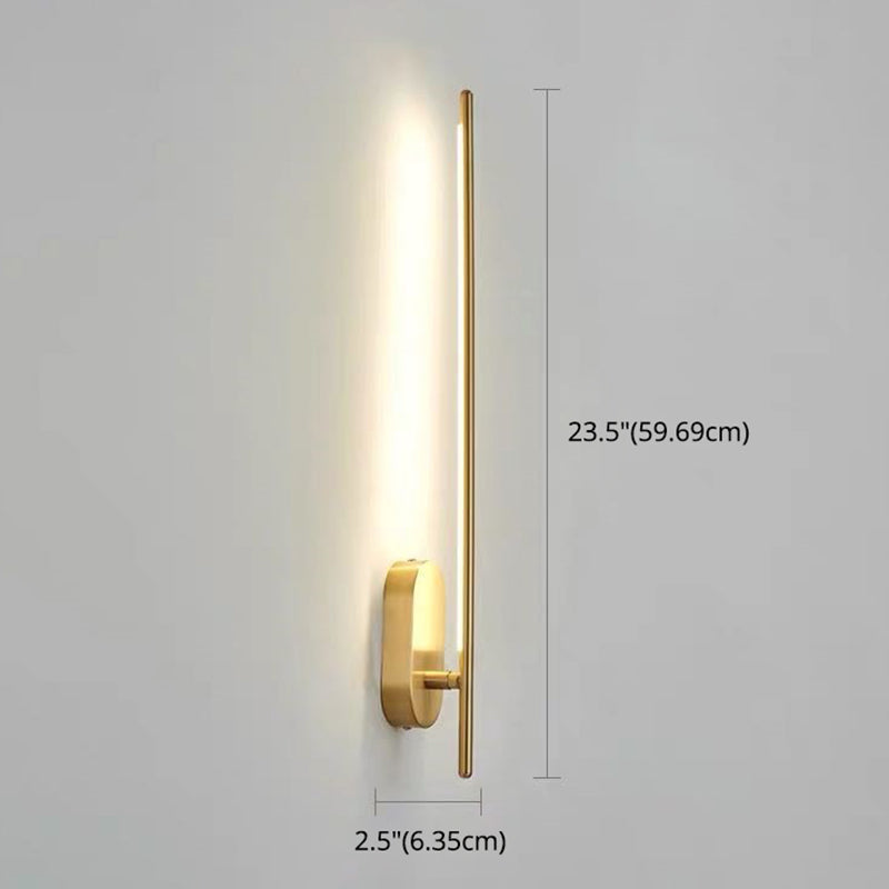 Linea Vertical Glow Wall Lamp - Modern Brass LED Bedroom Hallway Wall Light Fixture
