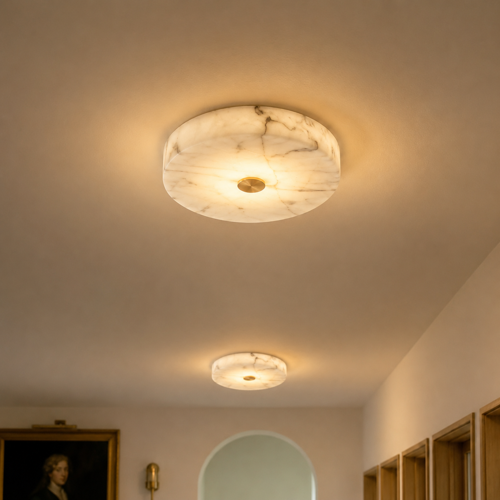 Velora Marble Ceiling Light – Flush Mount LED Decorative Lighting Bedroom Living Room Round Alabaster