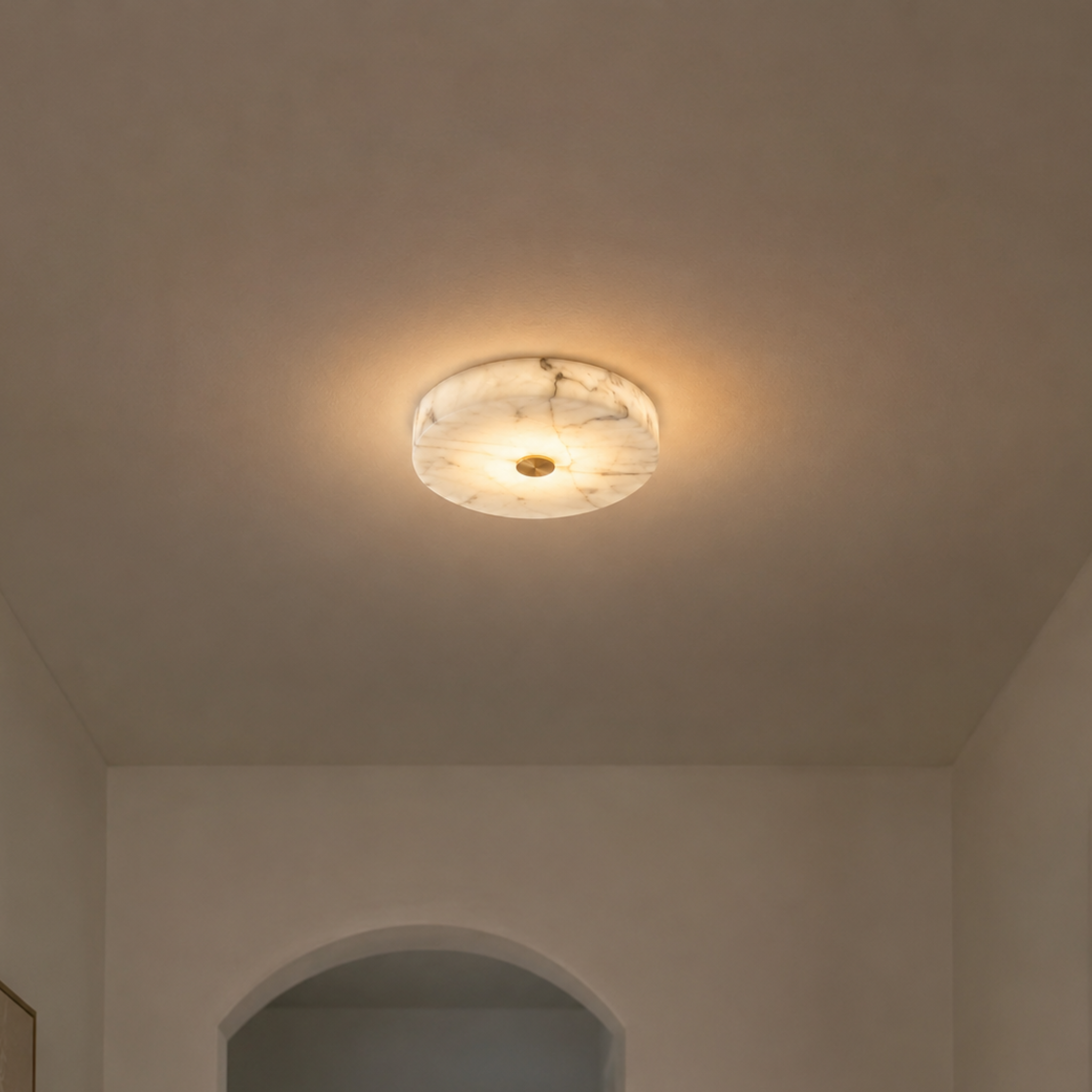 Velora Marble Ceiling Light – Flush Mount LED Decorative Lighting Bedroom Living Room Round Alabaster