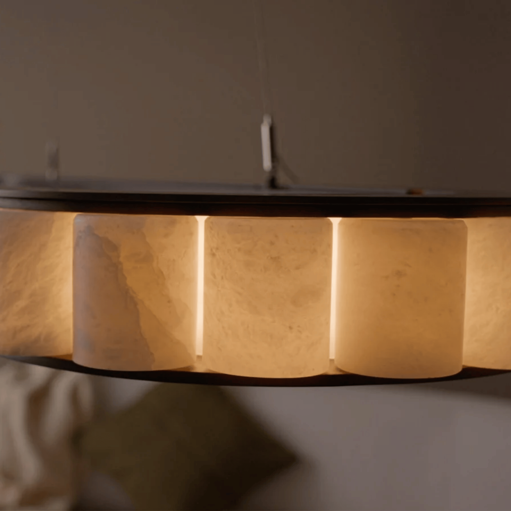 Cascara Ring Pendant Light – Modern Gold Brass Marble Chandelier Dining Room Living Room Ceiling
