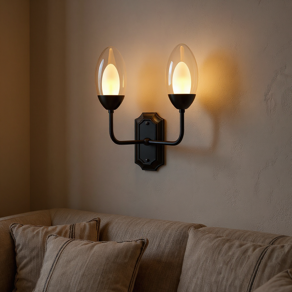Elysia Twin Glass Wall Lamp – Dual Arm Architectural Interior Wall Lighting Fixture